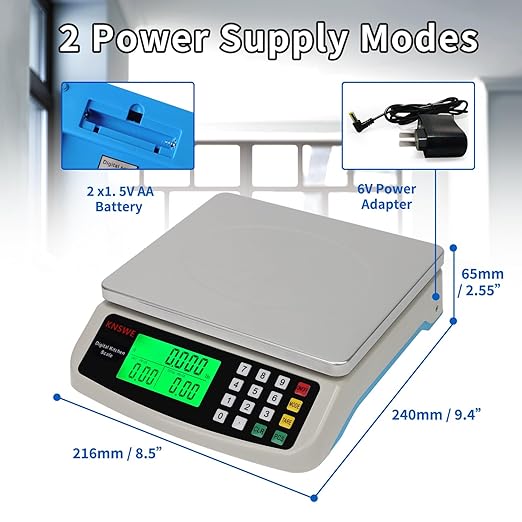 Commercial Food Scale 40KG Large Digital Kitchen Scale Baking Cooking Bread Meat Weight Price Computing Scale Stainless Steel Parts and Coins Counting Scale for Deli Stores Tare Function