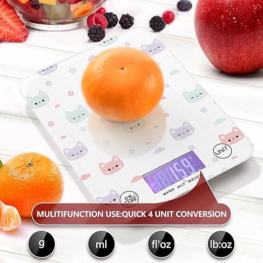 Food Scale Kitchen Scale for Baking Cooking Digital Food Weighing Measuring Scale Small Waterproof Electric Food Scale Cute Cat Face