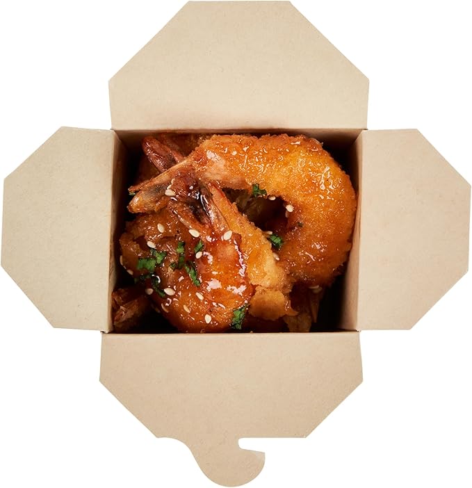 Restaurantware Sustain 8 Ounce Sturdy Paper Take Out Boxes, 200 Disposable Take Out Food Containers - With PLA lining, Compostable, Bamboo Paper Containers, Built-In Tab-Lock Cover, Greaseproof