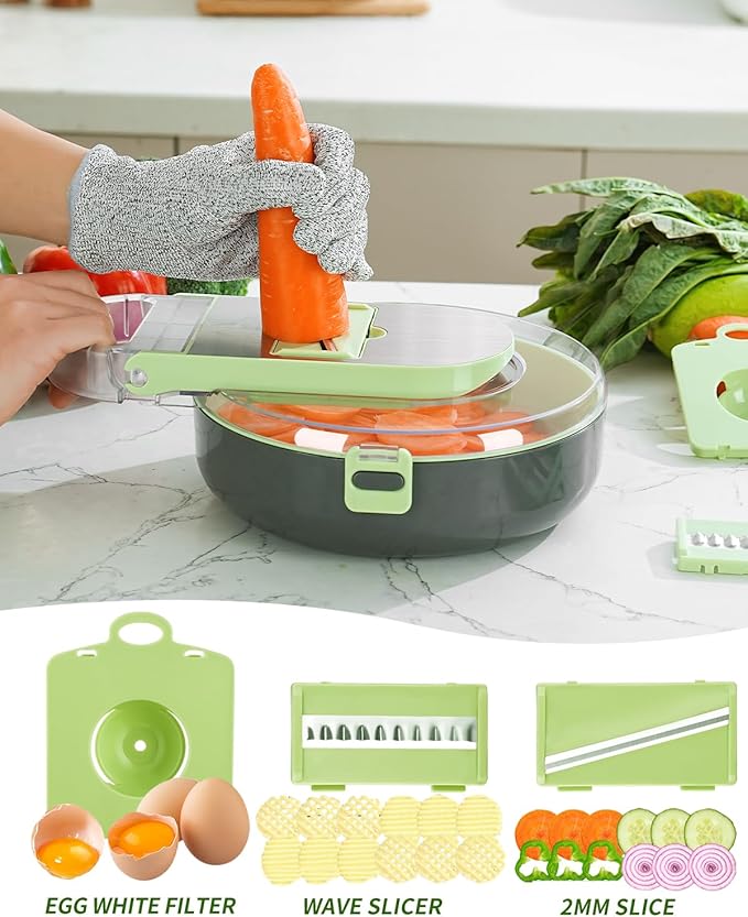 Vegetable Chopper Slicer Pro Mandoline Veggie Slicer Multi All in 1 Food Chooper with Container Onion Chopper, Kitchen Vegetable Slicer Dicer Cutter Egg Separator Kitchen Gadgets