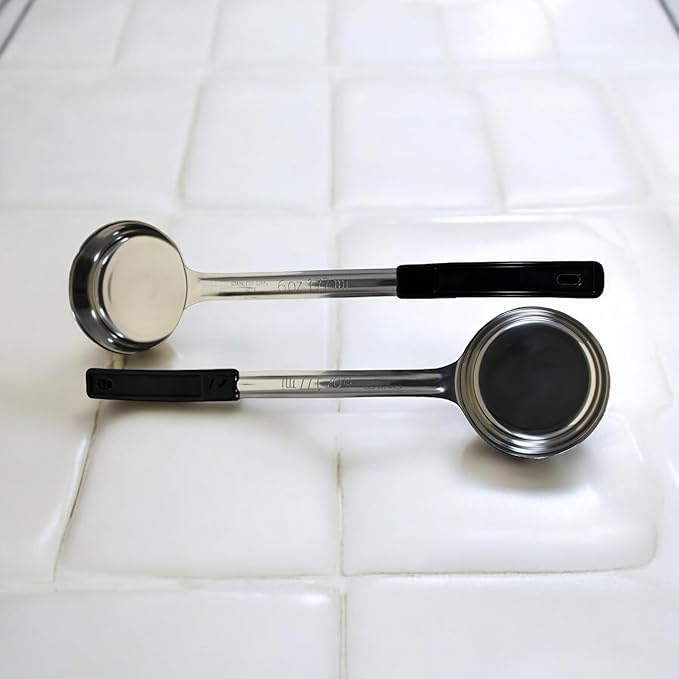 6 Ounce Solid Stainless Steel Portion Control Ladle Spoon for Measuring and Serving; Commercial Grade Serving Scoops [Pack of 12]