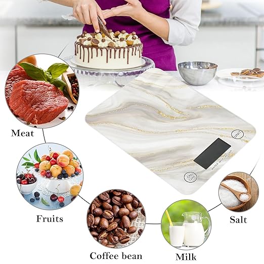 Food Scale Kitchen Scale for Baking Cooking Digital Food Weighing Measuring Scale Small Waterproof Electric Food Scale Marble