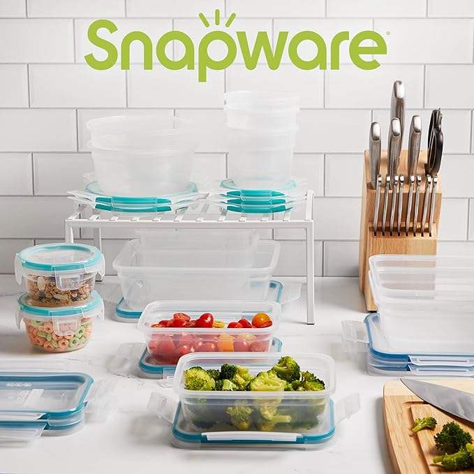 Snapware Total Solutions (14-Pack, Mixed Sizes) Plastic Food Storage Containers Set, Airtight & Leakproof Locking BPA-Free Lids Tupperware, Freezer Dishwasher Microwave Safe