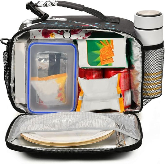 Pfrewn Hockey Player Rainbow Lunch Box for Kids School Students Insulated Lunch Bag with Shoulder Strap for Office Adults Reusable Cooler Bags Lunch Tote