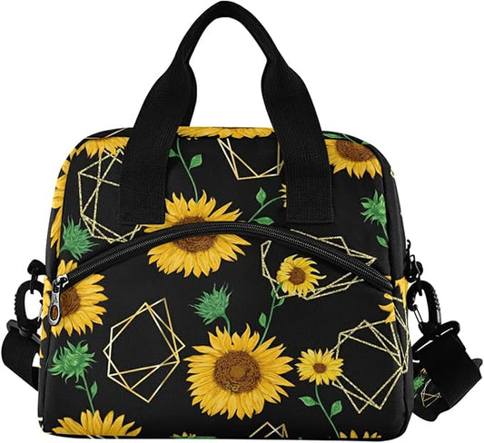 Sunflower Insulated Lunch Bag Reusable Lunch Tote Bag Cooler Bag for Women Men Adult Lunch Box with Adjustable Shoulder Strap Leakproof Lunch Bag for Work School Picnic Camping