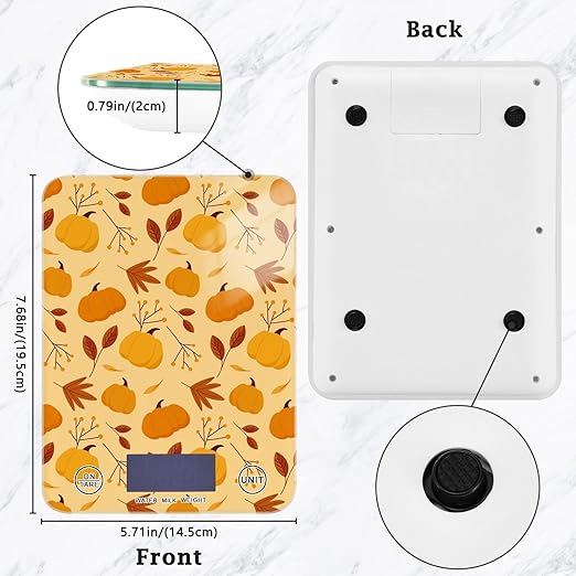 Food Scale Kitchen Scale for Baking Cooking Digital Food Weighing Measuring Scale Small Waterproof Electric Food Scale Fall Pumpkin Leaves