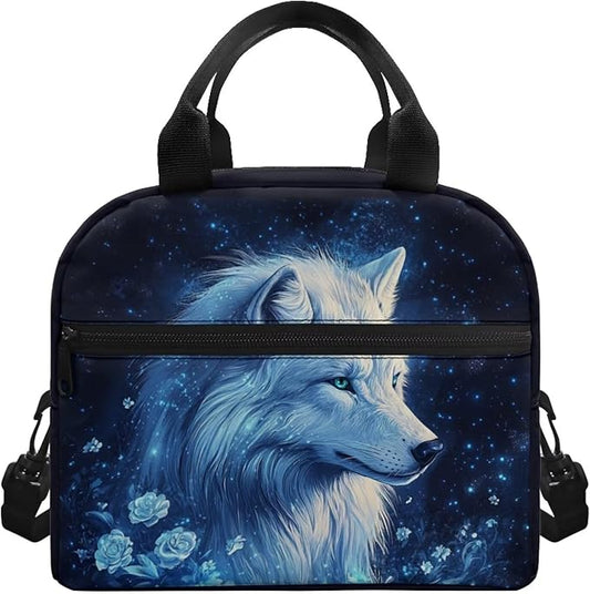 Showudesigns Wolf Lunch Bag for Boys 8-12 12-16 Insulated Lunch Box Teen Girls Lightweight Lunch Containers for School Work Office Shopping Travel Cooler Tote Bags School Supplies