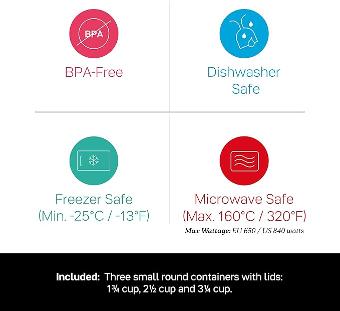Tupperware Brand Vent ‘N Serve Container Set - 3 Small Round Containers to Prep, Freeze & Reheat Meals + Lids - Dishwasher, Microwave & Freezer Safe - BPA Free