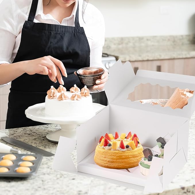 16 Packs Bento Cake and Cupcake Clear Lid with 2 Cupcake Holes - Cake and Cupcakes Boxes - Pastry Sweets Bento Box with Cupcake Insert for Family Birthday Party Mother's day(1+2/16Pcs)