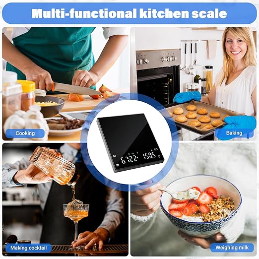 Coffee Scale with Timer, 2kg Capacity, 0.1g Precision, Timemore Scale Rechargeable, Mini Digital Espresso Scale with Tare Function, Black
