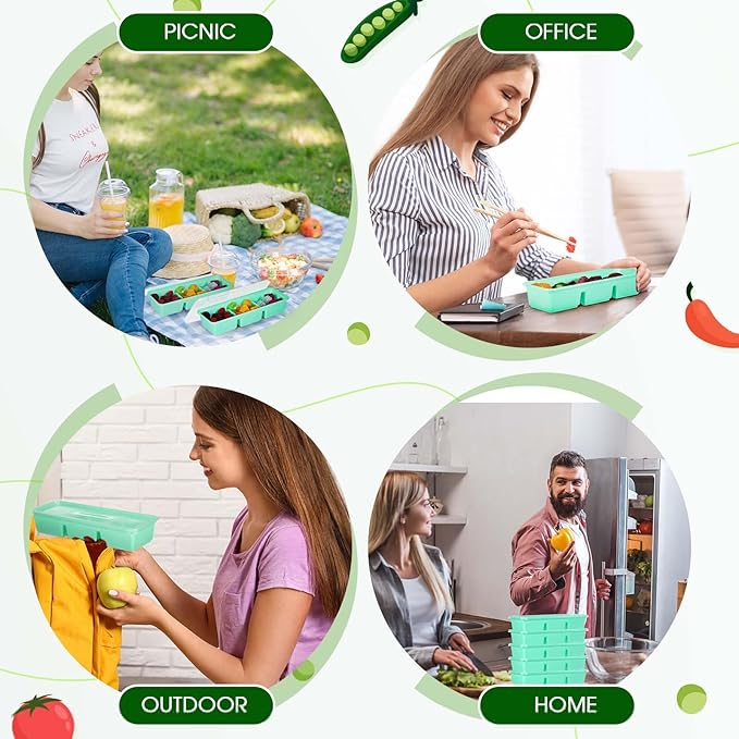 Hushee 100 Pack 17 oz Green Small Meal Prep Containers 3 Compartments with Lids Disposable Plastic Bento Boxes Travel Lunch Food Boxes Reusable Stackable for Office Picnic