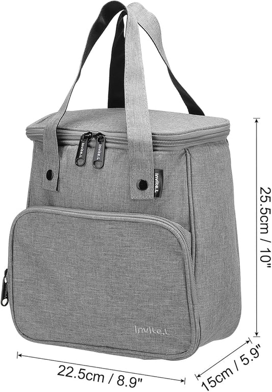 PATIKIL Insulated Lunch Bags, Bento Bags Thermal Lunch Tote Portable Food Containers Bag with Pockets for Office Camping Picnic, Grey