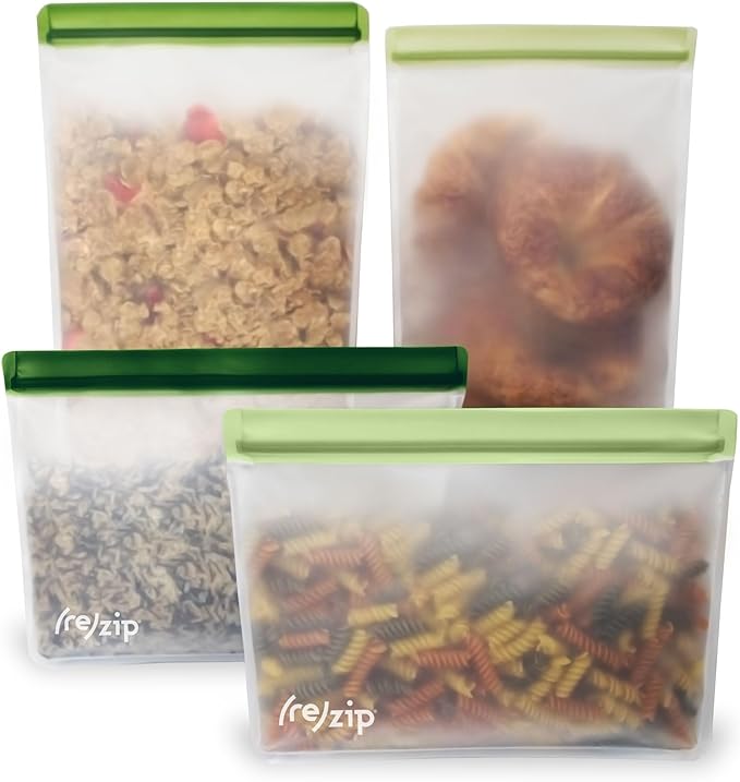 (re) zip Stand-Up Half Gallon Reusable Food Storage Bag | BPA-Free, Food Grade, Leakproof, Freezer and Dishwasher Safe | Sage