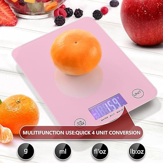 Food Scale Kitchen Scale for Baking Cooking Digital Food Weighing Measuring Scale Small Waterproof Electric Food Scale Pink