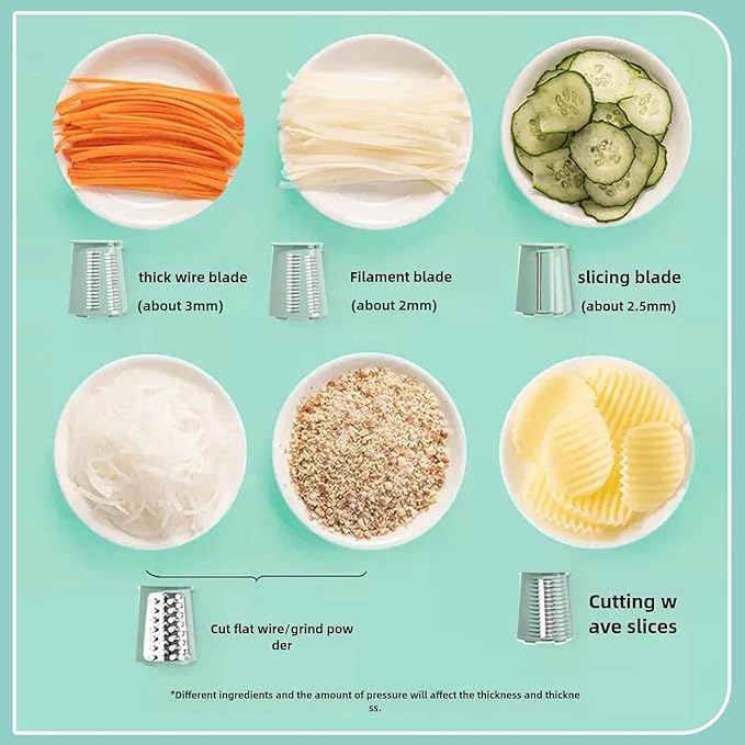 Preservea 5 In 1 Rotary Grater,2025 New Preservia 5 In 1 Rotary Cheese Grater Vegetable Slicer,Preservea 5 in 1 Hand Crank Food Chopper,Easy To Clean Kitchen Gadgets