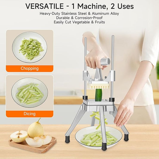 Commercial Vegetable Chopper, Stainless Steel French Fry Cutter, Heavy Duty Slicer for Onion,Carrots,Tomato,Mushroom (1/4" Blade)