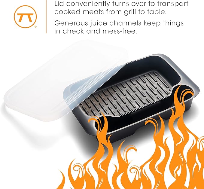 Outset Grill Prep Station and Marinade Tray, With Lid, 18" x 11"