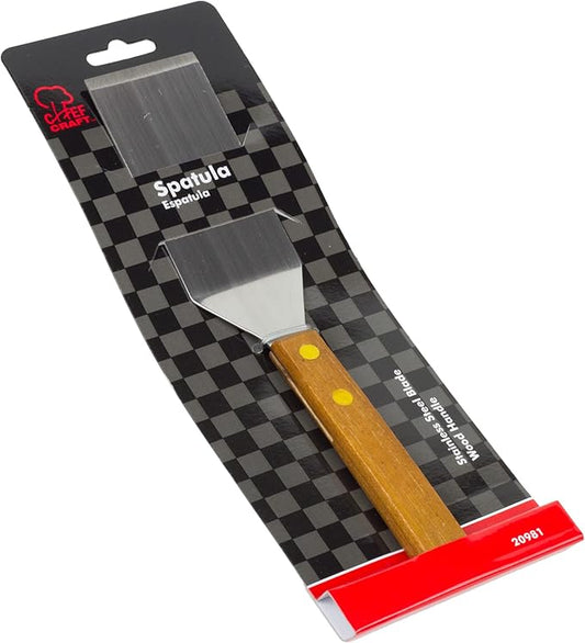 Chef Craft Select Stainless Steel Solid Wooden Handled Cookie Spatula, 8 inches in Length, Natural