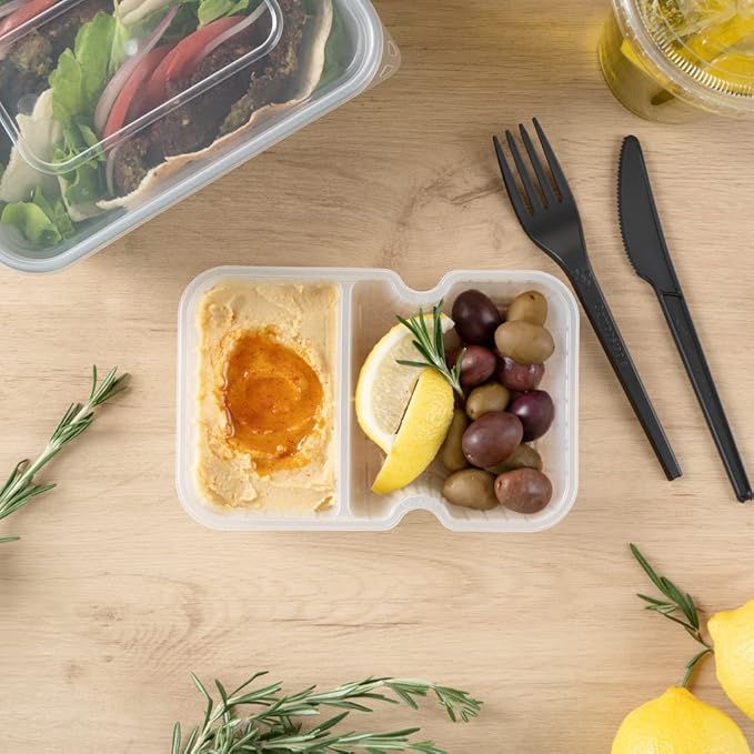 Restaurantware TRAYS ONLY: Futura 10 Ounce Trays For Meal Prep Containers 100 Microwavable Trays For 32 Or 37 Ounce Containers - Containers Sold Separately 2 Compartments White Plastic Food Trays