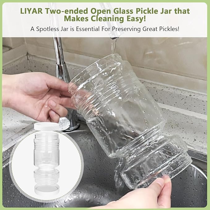 Pickle Jar 80oz Glass Pickle Jar with Strainer Flip,Airtight Kimchi Jar Leakproof Pickle Container Olive Hourglass Jar with Strainer,Pickle Juice Jar for Gherkins,jalapenos,onions,mushrooms,
