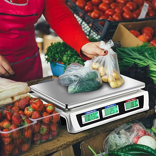 Commercial Food Scale Digital Weight Food Electronic Price Computing Accurate Meat Produce Scale with LCD Display for Kitchen Farmers Market Deli Shop Retail(88lb/40kg)