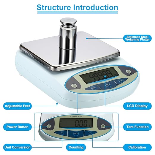 PATIKIL Lab Scale 1000gx0.01g, High Precision Electronic Analytical Balance Sensitive, Digital Precision Scale with 500g Calibration Weights for Jewelry Laboratory Science