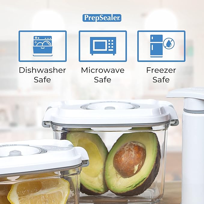 Food Storage Vacuum Container 4-piece Container with Maunal Pump, BPA free, Tritan, Keep food and ingredients fresh up to four times longer than conventioal storeage.