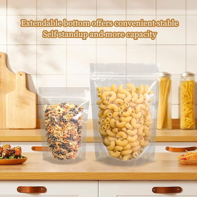 30Pcs14"X20" Clear Stand Up Zipper Seal Bgas,Reuseable Ziplock Plastic Pouch for Food Storage, Transparent Sealing Food Pouches Snack Packing,Cookie,Snack,Spices,Pet Food and Drinking