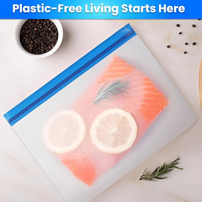 10-Pack (3 Small, 4 Medium, 3 Large) Extra Thick Reusable Silicone Bags – BPA-Free, Leakproof & Durable Freezer Bags for Meal Prep, Marinating, Lunch & Travel – Versatile & Dishwasher Safe