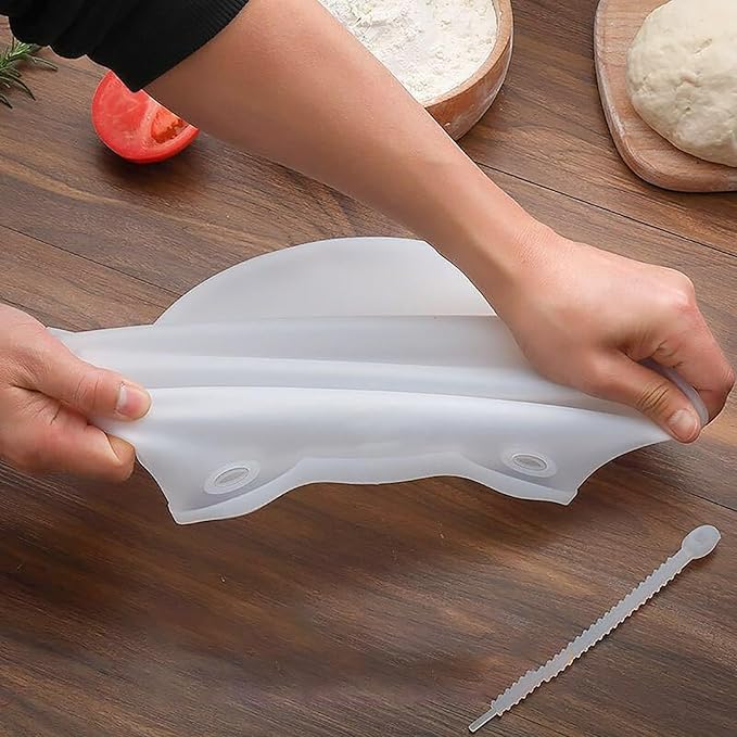 Silicone Dough Bag, Reusable Kneading Dough Bag Thickened Dough Mixer Bag Improve Multifunctional Dough Mixer for Bread Making Cooking Tool Easy to Wash Flour Mixing Bag (Large)