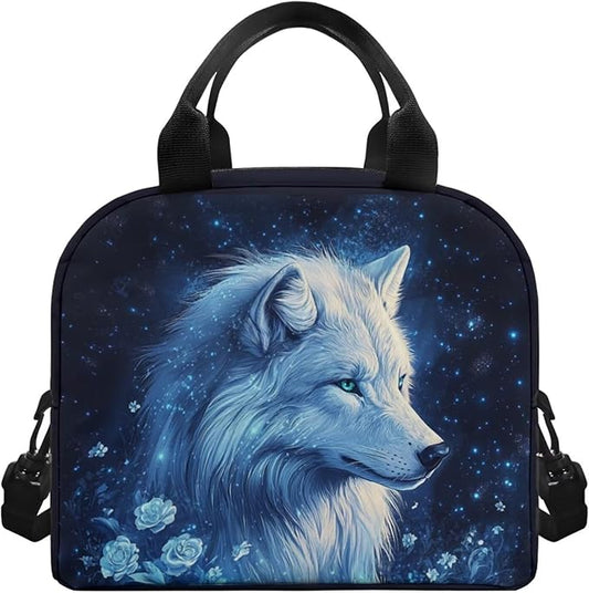 Showudesigns Wolf Lunch Bag for Boys 8-12 12-16 Insulated Lunch Box Teen Girls Lightweight Lunch Containers for School Work Office Shopping Travel Cooler Tote Bags School Supplies