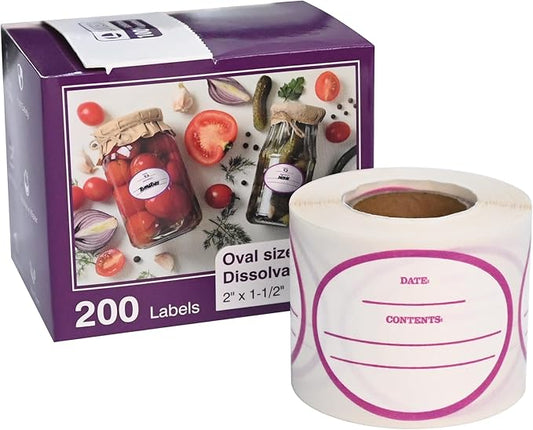L LIKED 200 Stickers Dissolvable Food Labels for Containers 1 1/2" x 2"Canning Labels for Jars (Roll of 200) (1 Rolls)