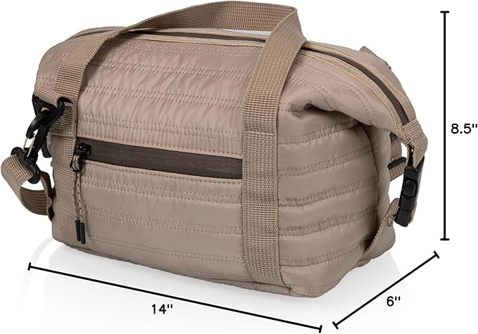PICNIC TIME Midday Quilted Washable Insulated Lunch Bag, Soft-sided Lunch Box, Lunch Cooler Bag, (Shale Brown)
