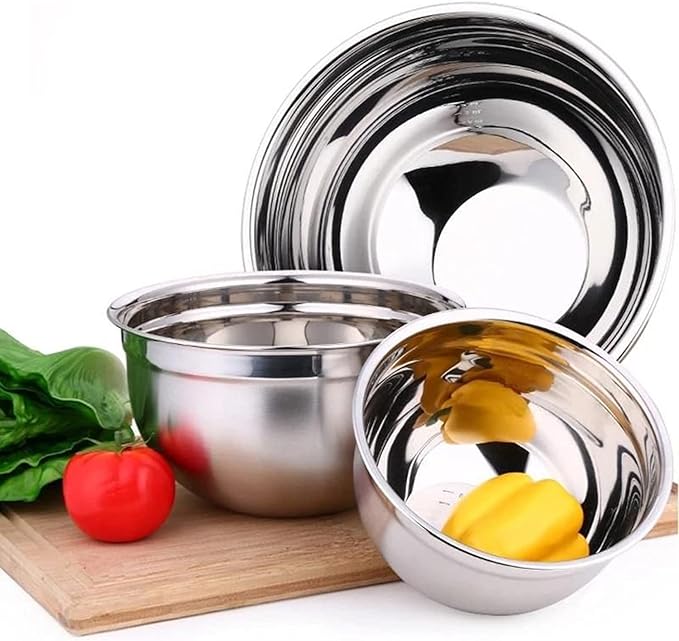 Vinod Cookware Stainless Steel Mixing Bowls with Lids - Heavy Duty Flat Bottom Stackable Mixing Bowl Set - Bowl for Meal Prep, Cooking, Mixing & Serve - Space Saving & Easy Clean - Set of 5