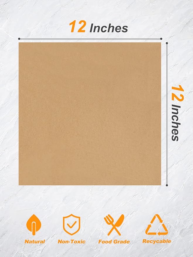 SMARTAKE 12 x 12 Inches Wax Paper for Food, 500 Pcs Non-Stick Hamburger Patty Paper, Square Sandwich Separators Wrapping Paper, for Lunch, Restaurants, Barbecues, Picnics, Parties, Unbleached