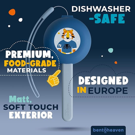 Bentoheaven Kids Travel Utensils with Case, Food-Grade Stainless Steel & BPA-Free Plastic, Travel Cutlery Set, Dishwasher Safe Fork, Spoon & Case, Reusable Flatware, Silverware for Kids (Tiger)