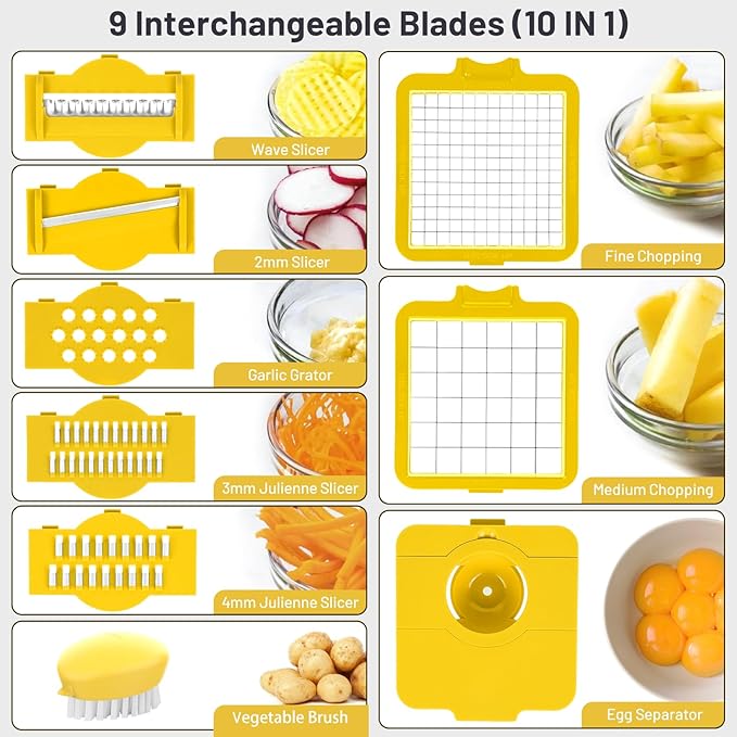 16-in-1 Vegetable Chopper,Onion Chopper,Egg and Cheese Slicer with Container,Lemon Slicer Vegetable Cutter, Kitchen Chopper Slicing Assistant Tool for Meat,Onion,Potato,Tomato,Kitchen Gadget