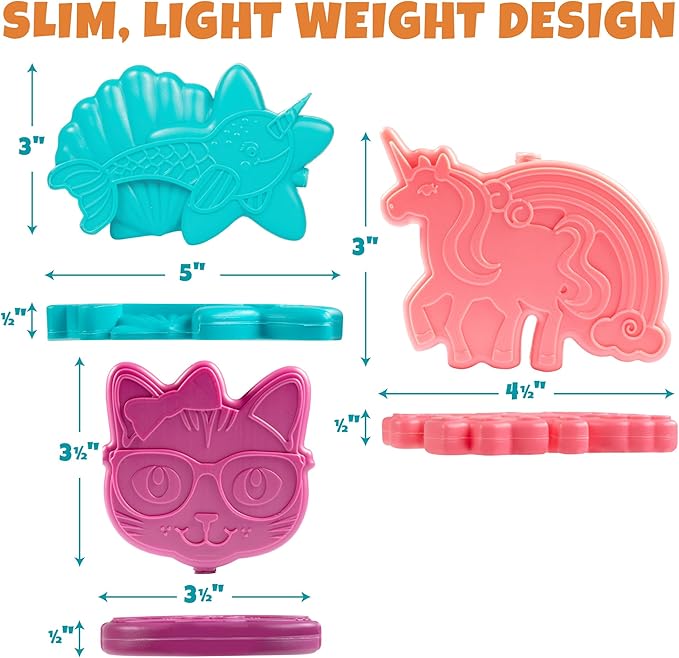 Bentology 3-Pack Unicorn, Narwhal, Corgi Themed Hard Ice Packs, BPA Free, Reusable, Easy to Wash, Fits in Lunch Boxes