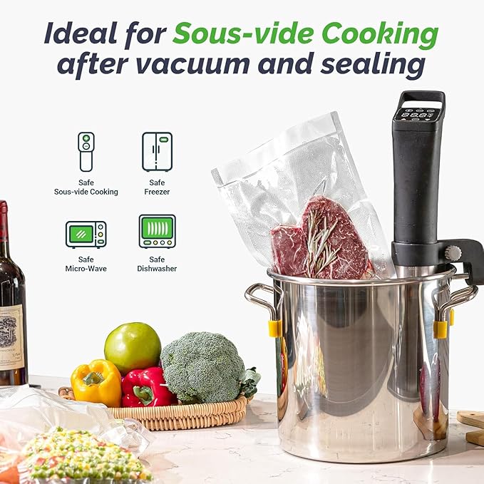 GERYON Vacuum Sealer Machine, Food Vacuum Sealer with Powerful Suction | Slim Design | Easy to Use | Led Indicator Lights for Sous Vide, Meal Prep, w/Starter Kits for Vacuum Seal Container