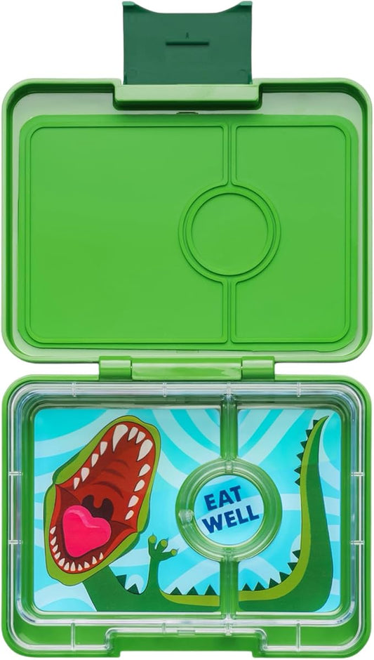 Yumbox Snack Box - 3 Compartment - Leakproof Bento Lunch Box for Kids (Jurassic Green)