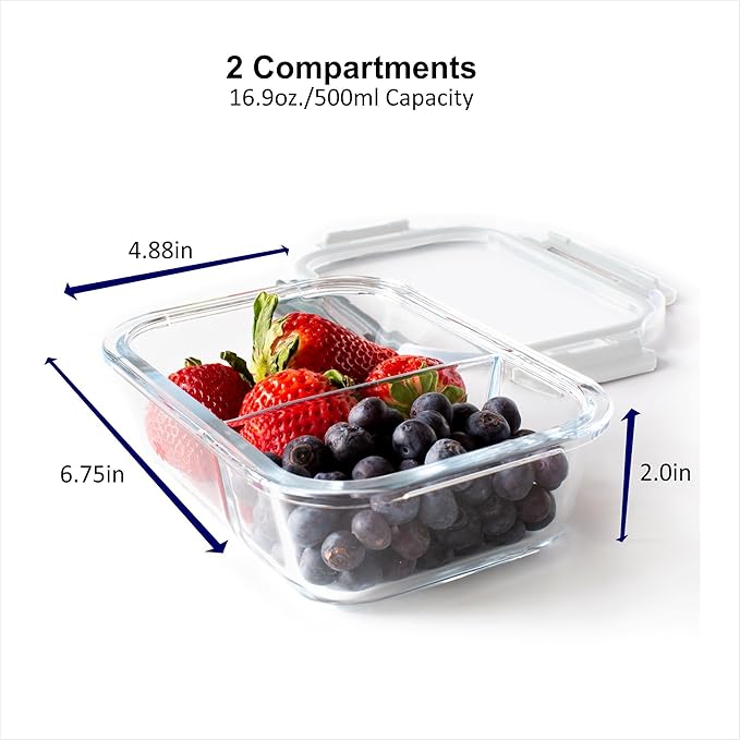 Orii 4 Piece Glass Food Storage Compartment Containers with Lids, Multiple, Charcoal Grey