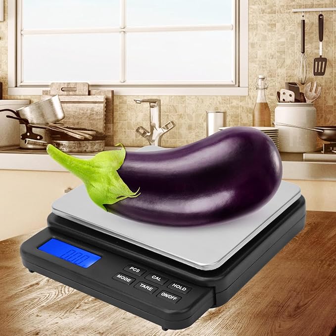 Digital Scale with 0.01 Gram Accuracy, Compact Kitchen Scale, 1000/0.01 Mini Gram Weight Scale, Blue Backlit Display, Automatic Shutdown Protection(black)