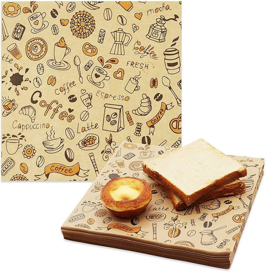 Premium Deli Paper Sheets 12"x12" - 300Pcs Greaseproof Liners for Food Boats, Pre Cut Deli Sandwich Wrappers, Best Kraft Food Wrapping Paper Sheets for Picnic, Festival, Fair or BBQ.