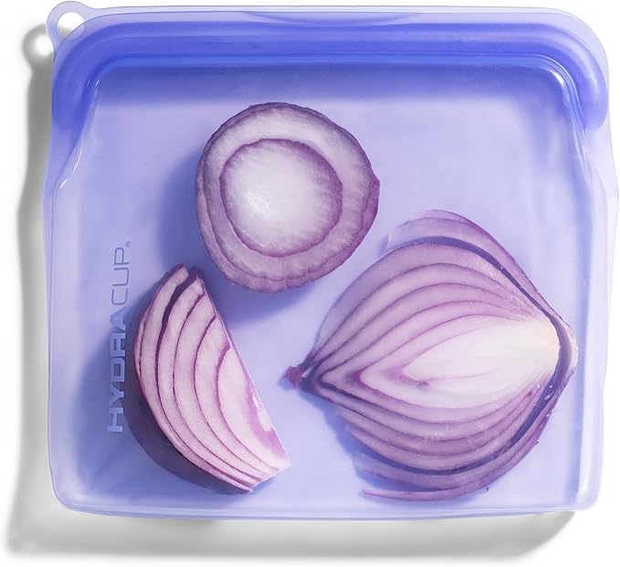 Hydra Cup Reusable Silicone Storage Bags [6 PACK] Food Storage Container, 30 ounces, Press to Lock, Stash Snacks & Meal Prep, Sandwich Size, Microwave & Dishwasher Safe