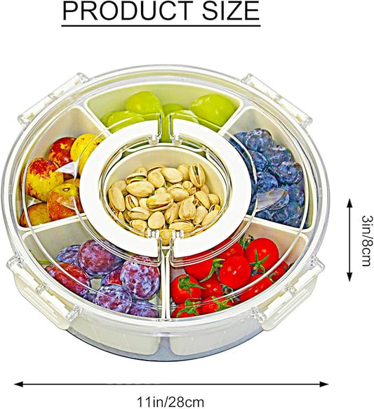 Divided Serving Tray with Lid and Handle Fruit Containers for Fridge Snack Box Container Divided Storage Box for Platters for Serving Food Outdoor Party Snack Cracker and Spice Organizer