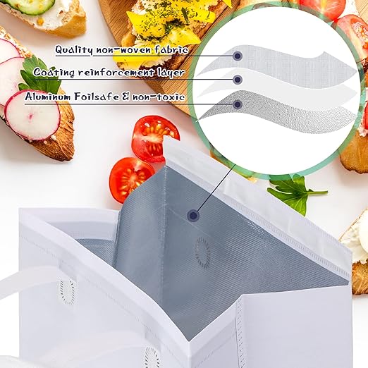 Kacctyen 100 Pcs Insulated Take Out Bags Bulk 9.5 x 6 x 9.5 in Thermal Insulation Food Bag for Coffee, Milk Tea, Hot Cold Food, Delivery Cooler Bag for Catering Restaurant Grocery Picnic (Multicolor)