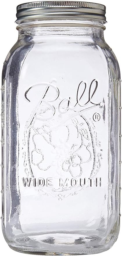 Ball Wide Mouth Glass Mason Jars with Lids and Bands, Used for Canning, Pickling, Juice, Jam, Jelly, Half Gallon Size 64 Ounce (Pack of 2)