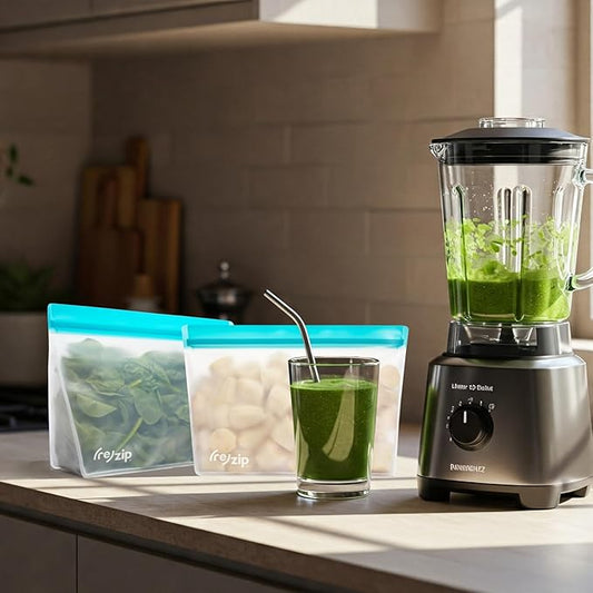 (re) zip 5-piece Daily Smoothie Kit | Ingredient Prep Bags | Store Fruit and Leafy Greens in Ready-To-Go Portions | BPA-Free, Food Grade, Leakproof, Freezer and Dishwasher Safe