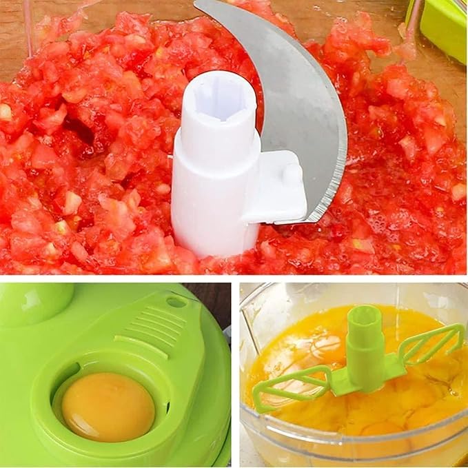 Tenta Kitchen Food processes Hand Crank Food Processor/Manual Food Chopper/Meat Grinder/Vegetable Dicer And Mincer/Fruit Blender With Egg Separator Rotary Onion Chopper(2 Sets steel blades)