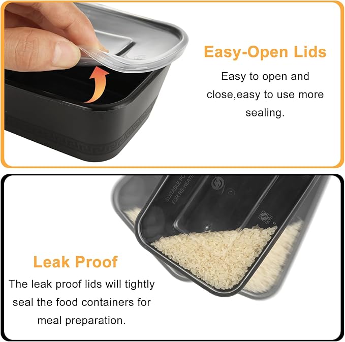 100 Pack 32oz Reusable Meal Prep Containers with Lids, 1 Compartment Plastic Food Prep Storage Containers, Microwave and Dishwasher Safe To Go Food Container for Take out Meal, Lunch